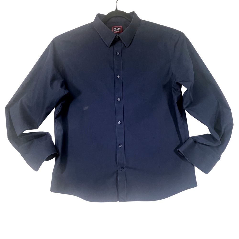 UNTUCKit XX-Large Navy Blue Slim Fit Wrinkle Free Long Sleeve Shirt